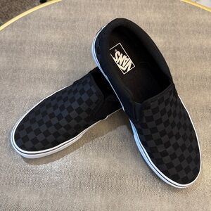 Vans Black/Black Classic Checkerboard Slip-On Shoes